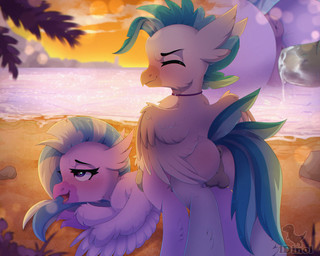 anus balls beach beak blue_hair brother_penetrating_sister duo eyes_closed feathered_wings feathers female female_penetrated feral feral_on_feral feral_penetrated feral_penetrating feral_penetrating_feral genitals green_body green_feathers green_hair green_tail hair half-closed_eyes male male/female male_penetrating male_penetrating_female narrowed_eyes open_mouth outside penetration pink_body pink_feathers plant puffy_anus purple_eyes rock sand seaside sex smile sunset tail tree wings dinoalpaka european_mythology friendship_is_magic greek_mythology hasbro my_little_pony mythology silverstream_(mlp) terramar_(mlp) avian hippogriff mythological_avian mythological_creature 5:4 digital_media_(artwork) hi_res shaded brother_(lore) brother_and_sister_(lore) incest_(lore) sibling_(lore) sister_(lore)