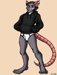 anthro black_clothing black_hoodie black_topwear briefs bulge clothing drawyourfursona hoodie hoodie/briefs_meme male solo standing topwear underwear white_clothing white_underwear thelivingshadow meme_clothing mammal murid murine rat rodent hi_res meme