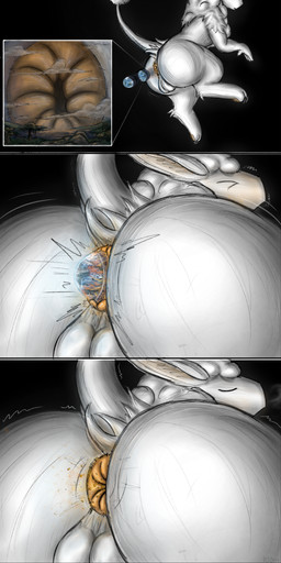 anal anal_penetration anthro anus balls big_butt big_ear butt butt_focus butt_jiggle clenching close-up cloud continent debris destruction ear_tuft eyes_closed fur genitals grass jiggling landscape lava looking_at_back looking_pleasured looming macro male mountain object_in_ass penetration planet planet_destruction planet_dwarfing planet_insertion plant raised_tail rear_view rocheworld rock shockwave sighing sky skyscape straining tail tail_tuft terra_macro thick_thighs tree tuft white_body wool_(fur) yubirb the_nature_of_predators alien bovid caprine mammal sheep venlil_(the_nature_of_predators) absurd_res comic hi_res