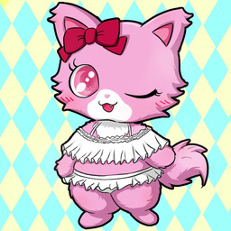accessory anthro bow_(feature) bow_accessory bow_ribbon chibi clothed clothing female frilly frilly_clothing fur hair_accessory hair_bow hair_ribbon in_clothes monotone_clothing panties pink_body pink_fur red_bow ribbons solo underwear white_clothing lyu_san jewelpet sanrio sega sega_fave garnet_(jewelpet) domestic_cat felid feline felis mammal persian_cat 1:1 hi_res