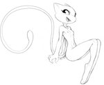 3_fingers anthro black_eyes blush blush_lines breasts female fingers happy legs_together long_feet long_tail looking_at_viewer navel nipples noseless nude open_mouth open_smile simple_background sitting skinny skinny_anthro skinny_female slim slim_anthro slim_female slim_tail small_breasts small_waist smile solo tail tongue_visible white_background w4g4 nintendo pokemon felid feline generation_1_pokemon legendary_pokemon mammal mew_(pokemon) pokemon_(species) 2020 black_and_white digital_drawing_(artwork) digital_media_(artwork) full-length_portrait line_art monochrome portrait sketch