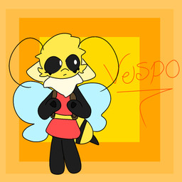 anthro bag femboy male neck_tuft piercing simple_background solo stinger stinger_tail tail tuft wings arte_misee arthropod bee honey_bee hymenopteran insect 1:1