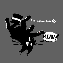 black_body black_fur black_top_hat clothing dewclaw dialogue ear_tuft exclamation_point female feral fur grey_background hat headgear headwear lying multicolored_body on_back open_mouth open_smile pawpads paws pupils red_pawpads simple_background slightly_chubby smile solo speech_bubble spread_legs spreading text toony top_hat tuft two_tone_body whiskers white_body white_fur white_pupils kits4kats cottonshade domestic_cat felid feline felis mammal 1:1 artist_name low_res signature