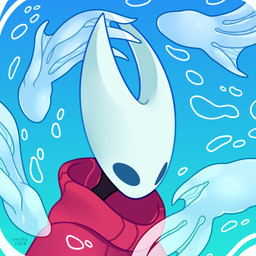 2_horns ambiguous_gender clothed clothing horn red_clothing solo swimming text water v3sha hollow_knight_(franchise) team_cherry hornet_(hollow_knight) aquatic arthropod 1:1 2020 artist_name dated english_text hi_res