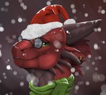 christmas_clothing christmas_headwear clothing eyewear glasses hat headgear headwear holidays horn male red_body red_scales santa_hat scales scarf solo spikes spikes_(anatomy) ishiru christmas mythology ray_vanhem dragon mythological_creature mythological_scalie scalie