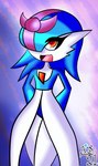 accessory blue_hair female hair hair_accessory hair_over_eye hair_ribbon hands_behind_back not_furry one_eye_obstructed open_mouth orange_eyes ribbons solo kuperseeper nintendo pokemon gardevoir generation_3_pokemon humanoid pokemon_(species) shiny_pokemon 2021 hi_res signature