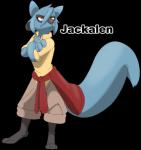 ambiguous_gender anthro black_body black_fur blue_body blue_fur bottomwear chest_tuft clothed clothing clothing_around_waist frown fur orange_eyes pants paws shirt simple_background solo sweater topwear tuft sinful-spector nintendo pokemon fan_character jackalen_irunfis canid canine generation_4_pokemon mammal pokemon_(species) riolu alpha_channel hi_res