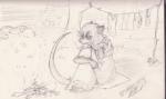 clothes_line female outside solo sildre american_opossum mammal marsupial virginia_opossum 2016 sketch