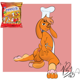 3_toes anthro anus apron apron_only bag_of_chips balls big_balls big_penis blep butt chips_(food) clothing feet food genitals hair hat headgear headwear hot_dog male nude pawpads paws penis simple_background smile soles solo spread_butt spreading tail toes tongue tongue_out psycho465 canid canine canis domestic_dog mammal 1:1 absurd_res hi_res