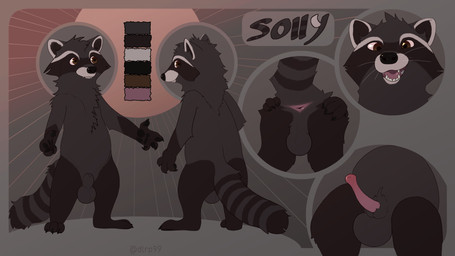 animal_genitalia animal_penis anthro anus balls butt claws erection fangs front_view fur genitals looking_at_viewer male nude open_mouth penis presenting presenting_anus presenting_balls presenting_hindquarters presenting_penis raccoon_penis raccoon_tail rear_view sitting smile solo standing stretched_anus tail teeth text dlrp99 mammal procyonid raccoon 16:9 4k absurd_res hi_res model_sheet signature widescreen