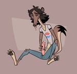 3_toes 4_fingers anthro bodily_fluids bottomwear brown_body brown_hair clothed clothing cum cum_on_own_penis cum_on_penis cum_on_self erection feet fingers genital_fluids genitals hair hand_on_penis hybrid_genitalia hybrid_penis male masturbation navel open_bottomwear open_clothing open_pants pants pawpads penile penile_masturbation penis penis_poking_out pink_penis red_sclera shirt simple_background sitting solo spread_legs spreading toes tongue tongue_out topwear torn_bottomwear torn_clothing torn_pants cadaverrdog lux_(cadaverrdog) mammal mustelid musteline stoat true_musteline weasel 2016