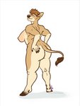 anthro big_breasts big_butt breasts butt ear_piercing ear_ring female hooves nipples piercing pose ring_piercing side_boob solo thetiedtigress jacqueline_(nicnak044) bovid bovine cattle mammal 3:4 pinup