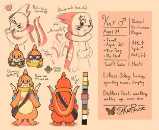 bag description eyewear food fruit fur goggles male orange_body orange_fur pecha_berry plant pokemon_berry shy solo tail teeth text tongue kaypawz nintendo pokemon pokemon_mystery_dungeon spike_chunsoft kay_(kaypawz) buizel generation_4_pokemon pokemon_(species) absurd_res english_text hi_res model_sheet