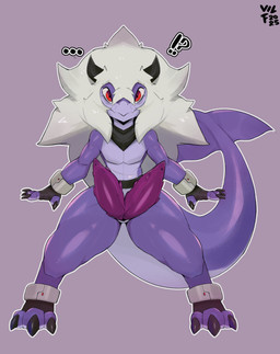 2_penises anthro belt black_claws claws clothing exclamation_point genitals gloves hair handwear horn kerchief long_hair long_tail male multi_genitalia multi_penis penis red_eyes solo tail vilf mythology gin_(silverzero) aquatic dragon fish hybrid mythological_creature mythological_scalie scalie shark absurd_res hi_res