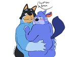 anthro big_butt blue_body blue_fur blush butt butt_grab dialogue duo eyebrows fur hair hand_on_butt humanoid_hands male male/male nude overweight overweight_male simple_background smile tail text white_background said_the_saisio bluey_(series) chip_chilla_(series) bandit_heeler chum_chum_chilla australian_cattle_dog canid canine canis cattledog chinchilla chinchillid domestic_dog herding_dog mammal pastoral_dog rodent 4:3 digital_media_(artwork) english_text hi_res