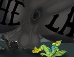 anthro anus balls beak big_butt butt duo extreme_size_difference genitals humanoid_genitalia humanoid_penis macro male micro penis size_difference smile joooon flint_westwood sparkx avian bird dinosaur falcon falconid prehistoric_species reptile scalie theropod tyrannosaurid tyrannosauroid tyrannosaurus tyrannosaurus_rex digital_media_(artwork) hi_res