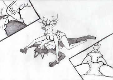 anthro anthro_on_anthro clothed clothing diaper diaper_fetish diaper_only duo male male/male rubbing_diaper slightly_muscular slightly_muscular_male slim topless wearing_diaper hgleoz beastars legoshi_(beastars) louis_(beastars) canid canine canis deer mammal wolf absurd_res hi_res huge_filesize
