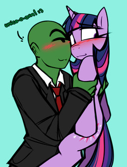 accessory bestiality blush clothing duo female feral horn human_on_feral interspecies looking_away male necktie suit madragon friendship_is_magic hasbro my_little_pony mythology anon twilight_sparkle_(mlp) equid equine human mammal mythological_creature mythological_equine unicorn absurd_res hi_res