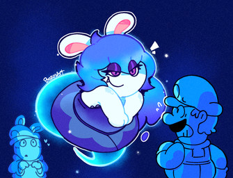 2_fingers anthro black_eyes black_facial_hair black_mustache blue_background blue_body blue_clothing blue_dress blue_hair blue_handwear blue_hat blue_headwear blue_mittens blue_overalls blue_sclera blue_shirt blue_tail blue_teeth blue_topwear blush blush_lines clenched_teeth clothed clothed_anthro clothed_female clothed_human clothed_male clothing dress ethereal_tail eye_through_hair eye_through_hat eyebrow_through_hat eyelashes facial_hair fangs female female_anthro female_focus fingers flying frown frowning_at_another fully_clothed fully_clothed_human fully_clothed_male fur group hair handwear hat headgear headwear heart_symbol legless lighitng long_ears long_hair male male_anthro male_human mittens multicolored_hair mustache noseless open_frown open_mouth outline overalls pink_inner_ear purple_eyelids purple_eyes scared shirt short_hair sideways_hat simple_background smile smiling_at_another standing tail teeth text topwear translucent translucent_body translucent_hair trio two_tone_hair white_body white_fur white_outline bozosart mario_bros mario_plus_rabbids_kingdom_battle mario_plus_rabbids_sparks_of_hope nintendo raving_rabbids rayman_(series) ubisoft luigi midnite_(mario_plus_rabbids) rabbid_luigi spark_hunter ghost human hybrid lagomorph mammal rabbid spirit 2022 artist_name blue_theme colored crossover digital_drawing_(artwork) digital_media_(artwork) english_description hi_res shaded