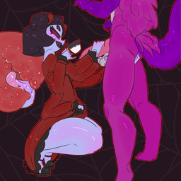 anthro ball_grab balls black_hair black_sclera clothing container crouching cup duo female footwear fur genitals hair hand_on_another's_balls handjob knot knotted_penis male male/female multi_eye multiple_hands open_mouth open_smile penile penis prostate prostate_stimulation purple_body purple_fur sex sharp_teeth shoes simple_background smile standing tea_cup teeth bisamon undertale undertale_(series) muffet arachnid arthropod mammal spider 1:1 absurd_res hi_res