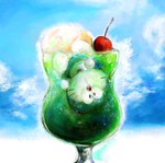 anthro bell beverage blue_body blue_fur blue_sky cherry cloud day dessert detailed_food food fruit fur glass green_liquid ice_cream ice_cream_float looking_at_viewer machine male melon_soda mouthless plant sky skyscape solo whiskers white_body white_fur mt_tg doraemon doraemon_(character) domestic_cat felid feline felis mammal robot 2021 detailed shaded