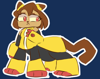 brown_body brown_hair clothed clothing female fur hair red_eyes simple_background solo standing sticker tail tan_body transparent_background yellow_body psychpsyo gameoverse glitch_productions kit_bodega domestic_cat felid feline felis mammal taur 2026 alpha_channel