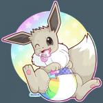 ageplay ambiguous_gender clothing diaper feral glistening glistening_eyes happy infantilism one_eye_closed pacifier pawpads pink_pawpads rainbow_diaper roleplay simplified_pawpads solo wink shambles nintendo pokemon eevee generation_1_pokemon pokemon_(species) shiny_pokemon 1:1 hi_res