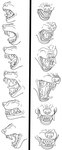 ambiguous_gender anthro bared_teeth front_view growth jaws mid_transformation open_mouth sharp_teeth side_view snout snout_growth solo teeth tongue transformation transformation_sequence video_at_source adaru32 mythology canid canine human mammal mythological_canine mythological_creature werecanid werecanine werecreature werewolf black_and_white monochrome video_in_description