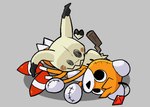 ambiguous_gender anthro doll duo heart_symbol lying male orange_body plushie simple_background kirbydoll nintendo pokemon sega sonic_the_hedgehog_(series) tails_doll animate_inanimate generation_7_pokemon ghost living_doll living_plushie mimikyu pokemon_(species) spirit hi_res