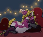 blonde_hair christmas_lights female feral fur hair heart_pillow pillow princess purple_body purple_fur royalty solo suggestive yellow_eyes swiftbitches fluffy_pony fluffy_pony_(species) mammal hi_res