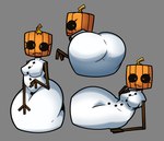 anthro big_butt breasts butt curvy_figure eyelashes female food for_a_head fruit fused_legs grey_background jack-o'-lantern looking_at_viewer looking_back looking_back_at_viewer lying on_side plant presenting presenting_hindquarters pumpkin pumpkin_head simple_background snow snowman solo stick_arms white_body wide_hips sketchylimesliv microsoft minecraft mojang xbox_game_studios golem_(minecraft) object_head snow_golem_(minecraft) 2023 absurd_res hi_res