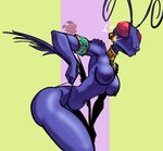 2024 antennae_(anatomy) anthro areola armlet arthropod artist_logo bent_arm big_areola big_breasts big_eyes big_nipples biped blue_areola blue_body blue_breasts blue_clothing blue_lips blue_nipples blue_thong blue_underwear breasts clothed clothing clothing_pull compound_eyes digital_drawing_(artwork) digital_media_(artwork) empty_eyes extended_arm female fingers geometric_background glistening glistening_body heart_symbol image_comics insect invincible_(comics) invincible_(tv_series) leaning leaning_forward lips logo monotone_body mouth_closed navel neck_ring nipples pinup portrait pose red_eyes side_view simple_background solo sparkles standing thick_thighs thong thong_pull thraxan three-quarter_portrait topless topless_anthro topless_female troninhozinho underwear underwear_pull white_heart