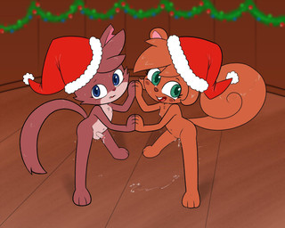 3_toes after_sex anthro balls blue_eyes blush blush_stickers bodily_fluids brown_body brown_fur buckteeth cheek_tuft chest_tuft christmas_clothing christmas_decorations christmas_headwear christmas_lights clothing countershade_balls countershade_face countershade_fur countershade_genitalia countershade_penis countershade_torso countershading cum cum_dripping_from_penis cum_from_vagina cum_in_vagina cum_inside cum_on_balls cum_on_ground detailed_background duo erection eyelashes facial_tuft fangs feet female flat_chested floor foreskin fur genital_fluids genitals glans green_eyes hair hand_holding hat hat_only headgear headgear_only headwear headwear_only holidays inside leaking_cum looking_at_viewer male male/female monotone_body monotone_fur mostly_nude mostly_nude_female mostly_nude_male navel nipples notched_ear open_mouth open_smile penis retracted_foreskin santa_hat smile standing sweat tail teeth tinsel toes tongue tremble_spikes tuft vulva wide_stance wood wood_floor young young_anthro young_female young_male young_on_young whitebats christmas murphy_and_mitzi mitzi_(ajmarekart) murphy_(ajmarekart) domestic_cat felid feline felis mammal rodent sciurid tree_squirrel 2025 5:4 digital_drawing_(artwork) digital_media_(artwork) flat_colors hi_res