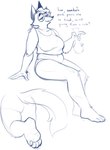 anthro bong clothing crop_top dialogue drugs eyewear feet female glasses hair hindpaw marijuana micro micro_on_feet nano paws shirt short_hair sitting solo tail topwear magnetiorchid erin_(quakeroc) canid canine fox mammal true_fox blue_and_white hi_res monochrome sketch trans_(lore) trans_woman_(lore)