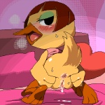 anthro anus avian_butt blush bodily_fluids butt cum cum_in_pussy cum_inside female genital_fluids genitals pussy solo spread_butt spreading agemono third-party_edit animal_crossing nintendo maelle_(animal_crossing) anatid anseriform avian bird duck 1:1 archived_source low_res