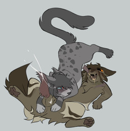 anatomically_correct anatomically_correct_genitalia anatomically_correct_penis animal_genitalia animal_penis balls blue_eyes blue_sclera bodily_fluids brown_balls canon_x_oc cum cumshot duo ejaculation fangs feline_genitalia feline_penis feral fur genital_fluids genitals grey_body grey_fur grey_hair hair intraspecies male male/male open_mouth open_smile orgasm peeing peeing_in_mouth penile_spines penis pink_penis smile teeth urine urine_in_mouth watersports littleperrito warriors_(book_series) ashfur_(thunderclan) pigeonfur_(pige0nfur) domestic_cat felid feline felis mammal 2026 hi_res