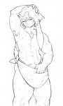 anthro barazoku male muscular muscular_anthro muscular_male solo siegerabbit lopland_(character) lagomorph leporid mammal rabbit monochrome