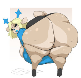 anthro bent_over big_breasts big_butt blonde_hair blue_eyes bottomwear breasts butt clothing eyelashes female footwear glistening_eyelids hair high_heels huge_breasts huge_butt huge_hips huge_thighs lips long_eyelashes overweight shirt shoes skirt solo tan_body tear_trough thick_lips thick_thighs topwear wide_hips arizonathevixen deltarune undertale_(series) carol_holiday deer mammal new_world_deer reindeer absurd_res hi_res