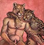 barbs biting_lip black_nose blotch cougar duo erection eyes_closed feline feline_penis gay licking male mammal ocelot penis pink_nose spots tapering_penis tongue
Rating: Explicit
Score: 9
User: RedFoxy
Date: February 28, 2014