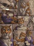 2018 3:4 5_fingers anthro baby black_pawpads black_spots black_stripes blue_eyes bra breasts briefs carrying_another clothed clothing collar comic detailed_background dhaval_(character) dialogue digital_media_(artwork) dress english_text esha_(rukis) felid female fingers fur green_eyes grey_body grey_fur group holding_character inside ishaway isolde_(rukis) male mammal metal_collar mother_(lore) mother_and_child_(lore) mother_and_son_(lore) myenia open_mouth orange_body orange_fur pantherine parent_(lore) parent_and_child_(lore) parent_and_son_(lore) pawpads pink_nose reclining red_lantern rukis smile snow_leopard son_(lore) speech_bubble spots standing stripes teeth text tiger topless underwear white_body white_fur young young_anthro