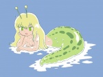 4:3 animal_humanoid blue_background breasts female gastropod humanoid mollusk monster monster_girl_(genre) nipples non-mammal_nipples pukao simple_background slime solo