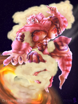 abs anthro areola biceps big_areola big_muscles big_nipples big_pecs big_penis black_hole blue_eyes claws fangs feet fur galaxy genitals hair huge_muscles huge_nipples huge_penis humanoid_genitalia humanoid_penis hyper hyper_genitalia hyper_muscles hyper_pectorals hyper_penis large_pectorals looking_at_viewer macro male muscular muscular_anthro muscular_male nipples nude open_mouth pecs penis pink_body pink_fur pubes quads simple_background smile smoke solo space star tail tattoo teeth thick_thighs toe_claws toes white_body white_fur vesnu_studio final_fantasy final_fantasy_xiv square_enix felid hrothgar mammal absurd_res digital_media_(artwork) hi_res