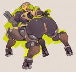 areola big_breasts big_butt breasts butt cleavage clothed clothing female gun_arm horn huge_breasts machine ranged_weapon solo weapon yellow_eyes kruth666 blizzard_entertainment overwatch orisa_(overwatch) mammal omnic robot taur hi_res