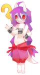 2023 4_arms ahoge big_glasses bottomwear braided_hair braided_ponytail clothed clothing demon demon_humanoid digital_media_(artwork) digital_painting_(artwork) dogmasque9999 eyewear full-length_portrait fur glasses hair hair_between_eyes hand_on_hip hand_on_own_hip heart_symbol hi_res hindpaw horn humanoid long_hair multi_arm multi_limb navel pants paws pink_bottomwear pink_clothing pink_pants plantigrade ponytail portrait purple_hair question_mark red_eyes round_glasses shaded simple_background solo standing tail teeth topless twintails_(hairstyle) wearing_glasses white_background white_body white_fur white_horn wristband