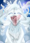 ambiguous_gender aurora_(phenomenon) blue_body blue_eyes blue_fur blue_inner_ear blue_nose blue_sclera blue_tail bodily_fluids breath cheek_tuft chest_tuft detailed_background dripping facial_tuft fangs feral front_view fur gaping_mouth glass_surface head_tuft inner_ear_fluff kemono licking licking_lips licking_own_lips looking_at_viewer mouth_shot multi_tail multicolored_body multicolored_ears multicolored_fur multicolored_tail open_mouth outside pink_tongue pupils quadruped saliva saliva_drip saliva_on_tongue saliva_string sitting sky solo star starry_sky tail teeth tongue tongue_out tuft two_tone_body two_tone_ears two_tone_fur two_tone_tail white_body white_ears white_fur white_inner_ear_fluff white_pupils white_tail tuberosekotoki nintendo pokemon alolan_form alolan_ninetales canid canine generation_7_pokemon mammal pokemon_(species) regional_form_(pokemon) 2024 absurd_res colored half-length_portrait hi_res portrait shaded signature