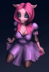 anthro clothing dress female gradient_background legwear looking_at_viewer simple_background solo stockings anchors_art_studio friendship_is_magic hasbro my_little_pony pinkamena_(mlp) pinkie_pie_(mlp) earth_pony equid equine horse mammal pony hi_res