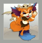 anthro bone bottomwear clothing countershading dust_cloud fur jumping loincloth male orange_body orange_fur skull_accessory solo tongue_showing tusks weapon 1ksrw conditional_dnp league_of_legends riot_games tencent gnar_(lol) yordle 2024 clip_studio_paint_(artwork) digital_media_(artwork) hi_res