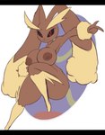 anthro areola big_breasts black_sclera breasts brown_areola brown_body brown_fur brown_nipples female fur nipples nude red_eyes solo goomogudra nintendo pokemon generation_4_pokemon lopunny pokemon_(species) hi_res