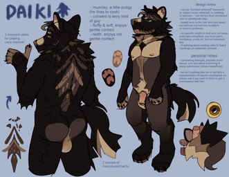 anthro balls black_body black_fur brown_body brown_eyes brown_fur erection flaccid foreskin fur genitals humanoid_genitalia humanoid_penis male male_anthro nipples nude nude_anthro nude_male pawpads penis pink_penis rear_view solo standing tail tan_body tan_fur text three-quarter_view yellow_sclera tikodoodles mythology canid canine mammal mythological_canine mythological_creature werecanid werecanine werecreature werewolf 2021 english_text model_sheet