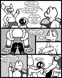 2_horns 3_toes 4_fingers anthro armor ball_grab balls bent_over big_balls big_penis blush bottomwear bottomwear_around_legs breastplate butt clothed clothing clothing_around_legs cute_fangs dialogue ellipsis erection eyes_closed fangs feet fingers frown genitals grope group horn humanoid_genitalia humanoid_on_anthro humanoid_penis imminent_sex interspecies kneeling male male/male mouthless nipples non-mammal_balls open_mouth pants pants_around_legs penis shirt shoulder_pads smile smirk speech_bubble standing teeth text throbbing throbbing_penis toes topless topwear trio umbraphilia vein veiny_penis ultilix caspar_(ultilix) leo_the_magician to-be-named-later amphibian demon frog humanoid shadow_creature 2025 comic english_text greyscale monochrome multiple_scenes
